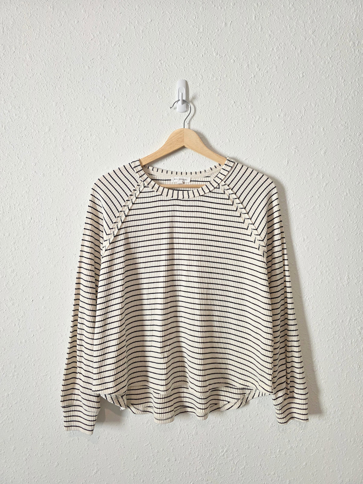 Blu Pepper Striped Crewneck Tee (L)