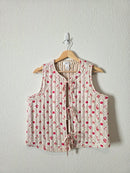 Floral Quilted Tie Front Vest (L)
