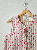 Floral Quilted Tie Front Vest (L)