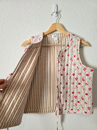 Floral Quilted Tie Front Vest (L)