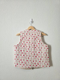 Floral Quilted Tie Front Vest (L)