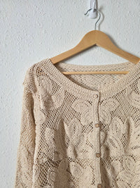 Crochet Embroidered Cardigan (L/XL)