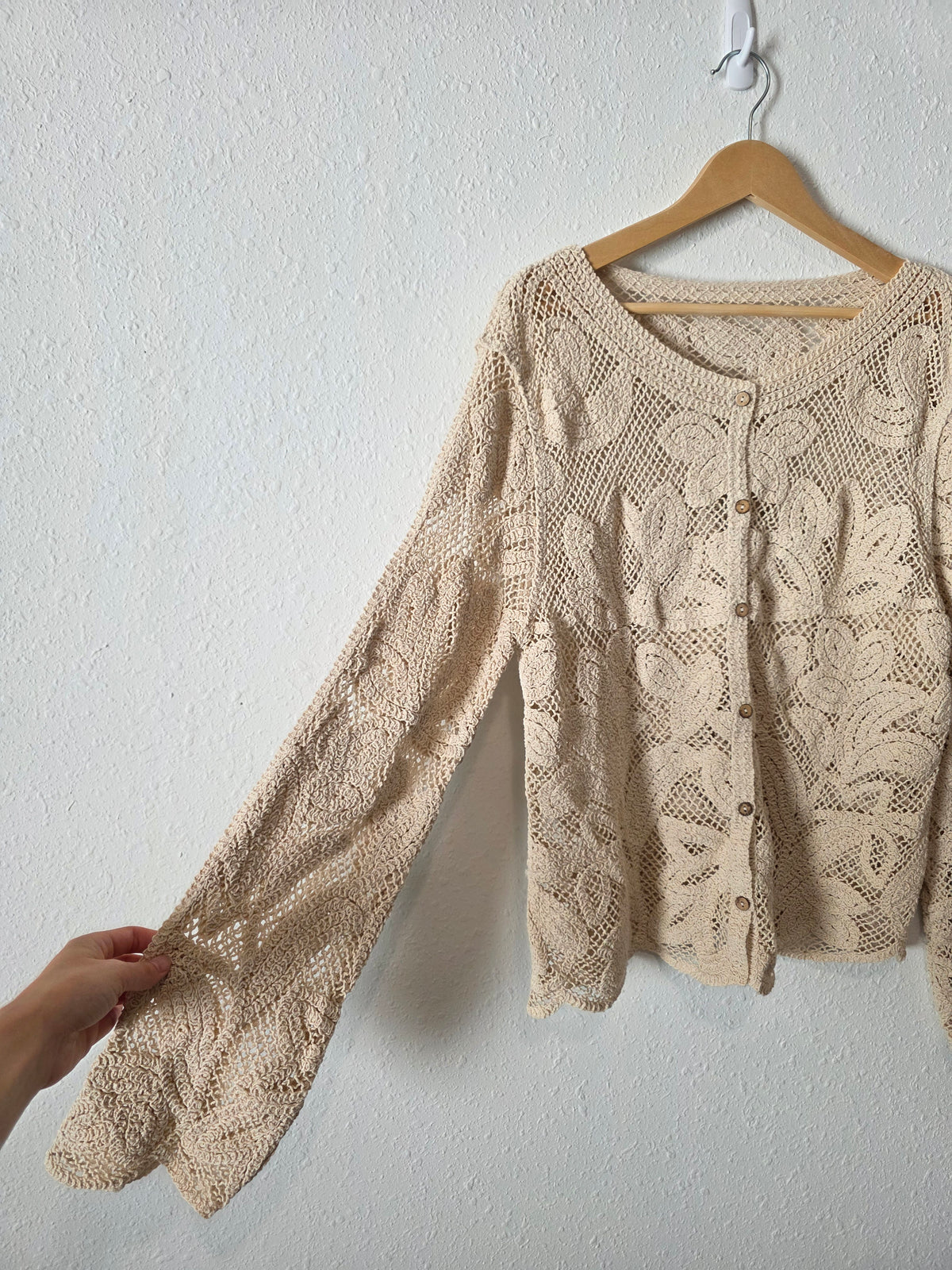 Crochet Embroidered Cardigan (L/XL)