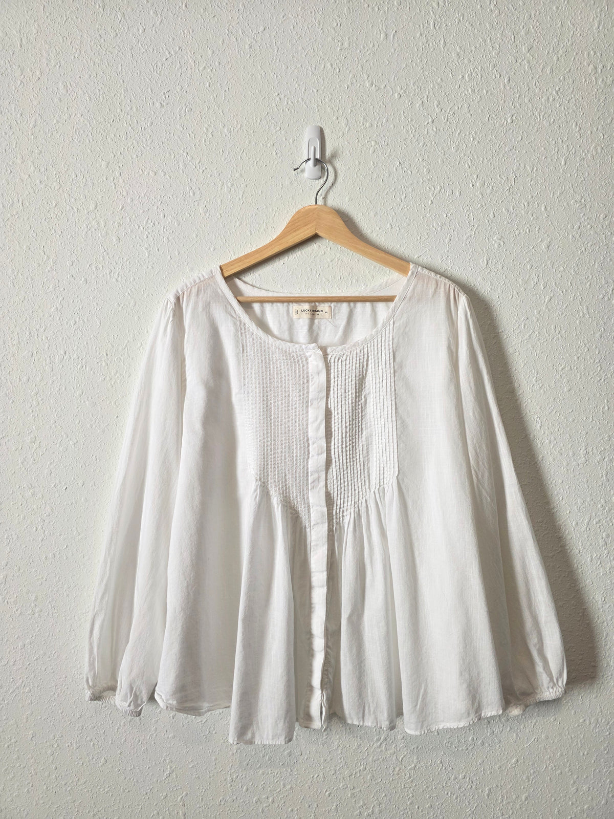 Lucky Brand Puff Sleeve Cotton Blouse (XXL)