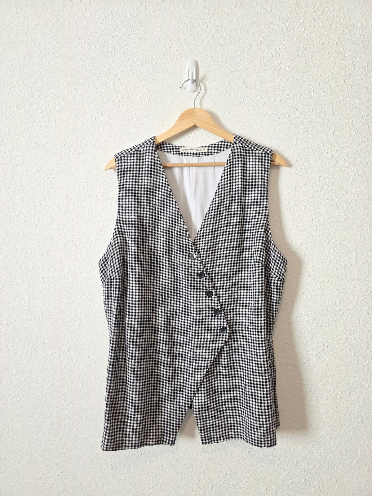 Abercrombie Gingham Button Front Vest (XL)
