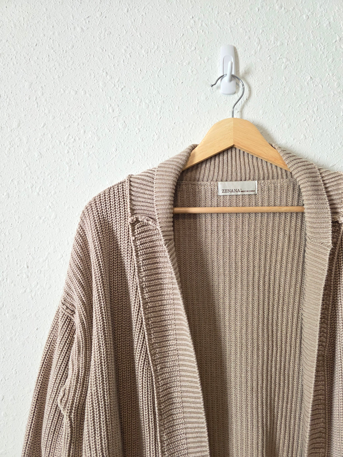 Zenana Ribbed Cotton Cardigan (L)