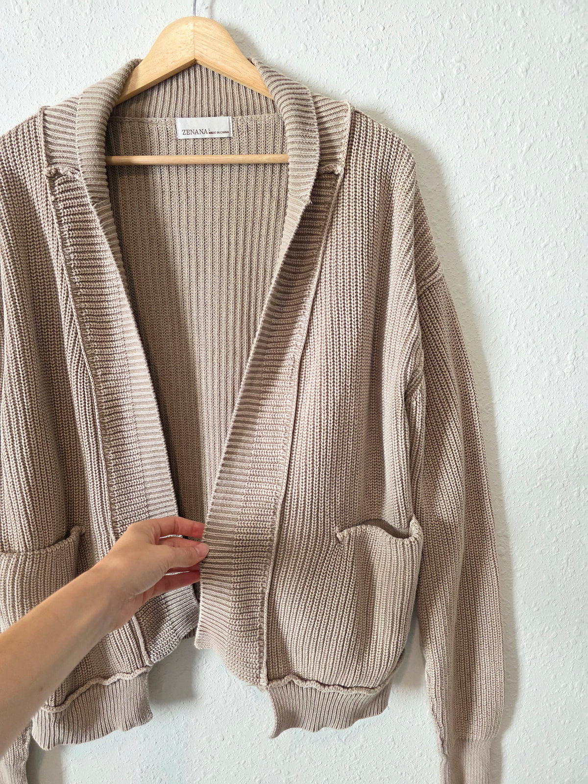 Zenana Ribbed Cotton Cardigan (L)