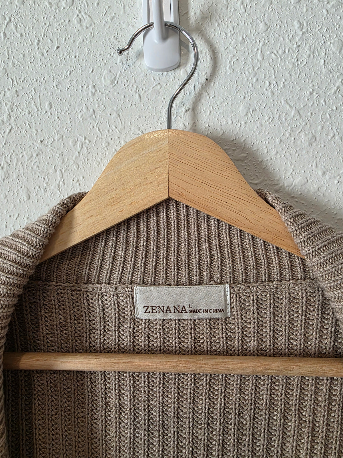 Zenana Ribbed Cotton Cardigan (L)