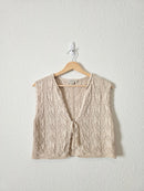 Pointelle Tie Front Knit Vest (M)