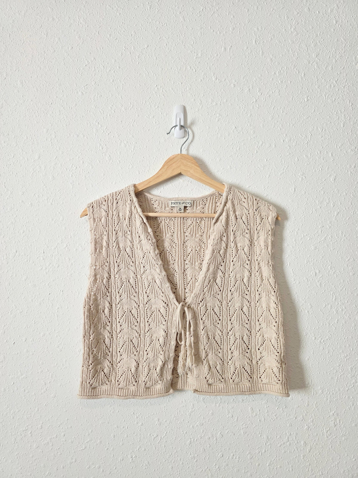 Pointelle Tie Front Knit Vest (M)