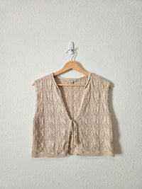 Pointelle Tie Front Knit Vest (M)