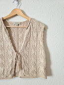 Pointelle Tie Front Knit Vest (M)