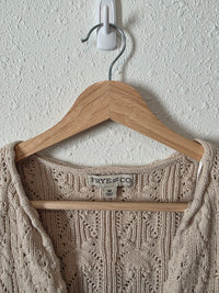Pointelle Tie Front Knit Vest (M)