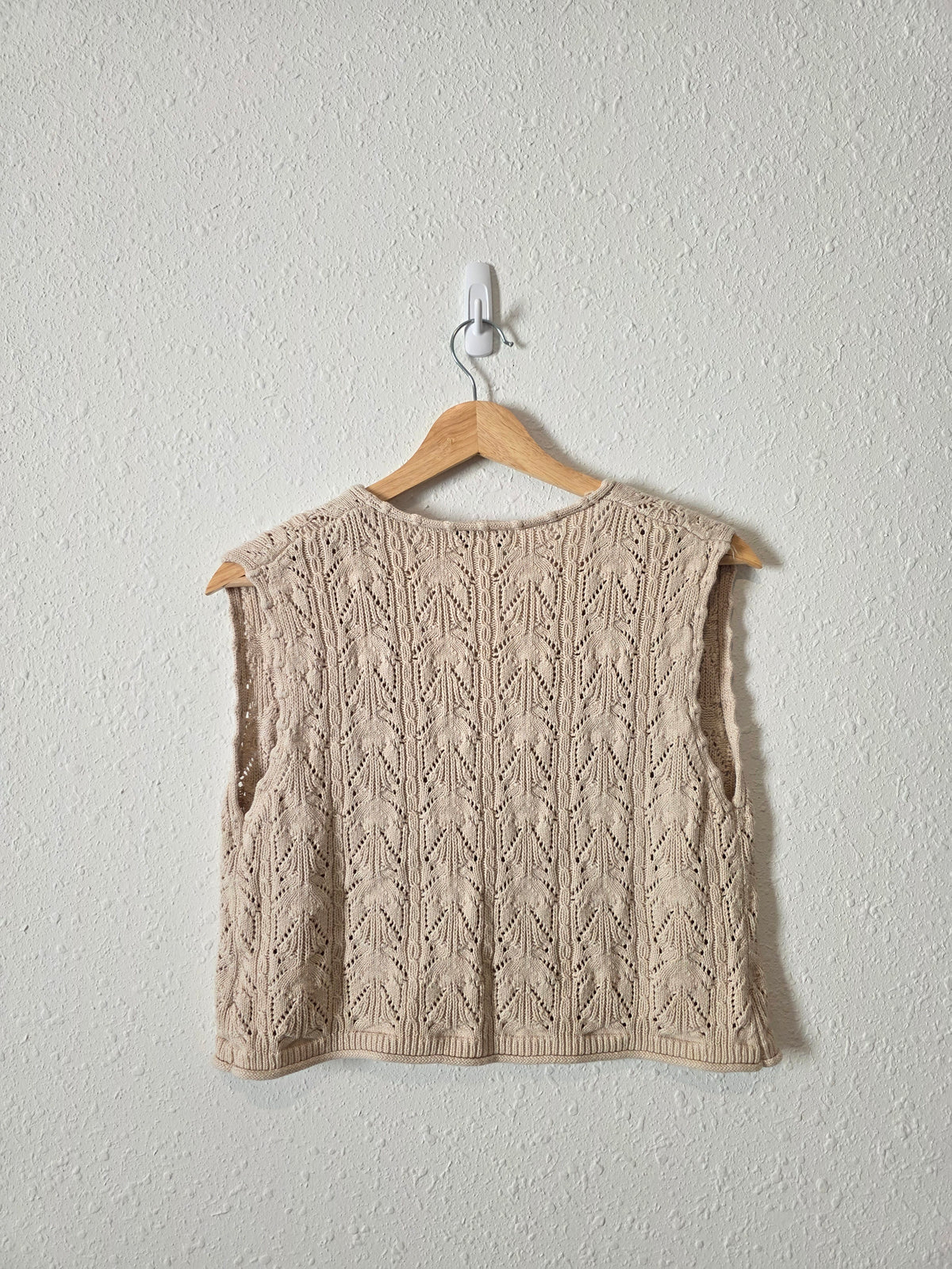 Pointelle Tie Front Knit Vest (M)