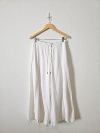 Linen Blend Wide Leg Pants (M)