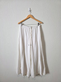 Linen Blend Wide Leg Pants (M)