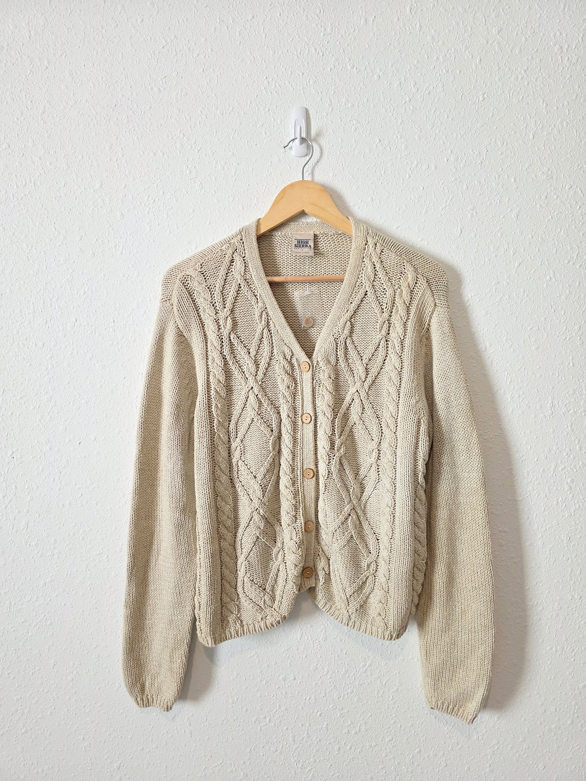 Vintage Chunky Cable Knit Cardigan (L)