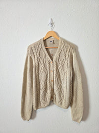 Vintage Chunky Cable Knit Cardigan (L)
