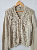 Vintage Chunky Cable Knit Cardigan (L)