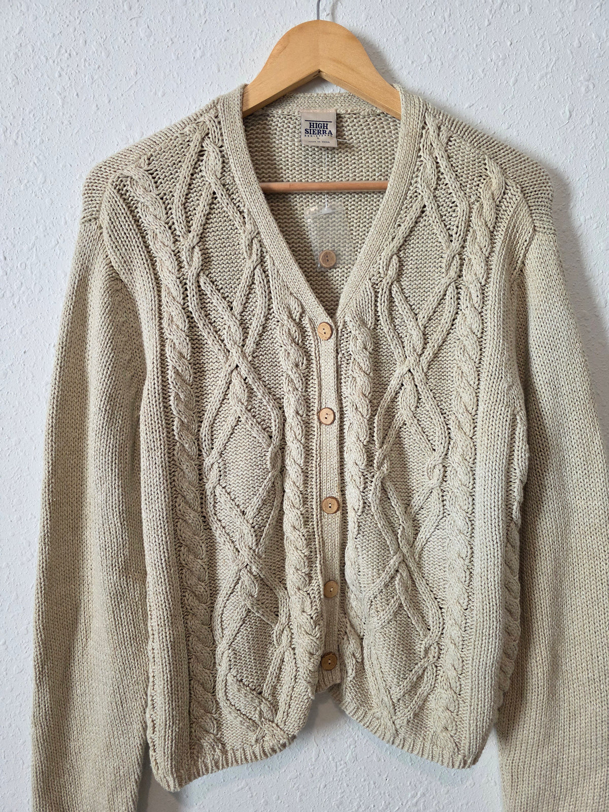 Vintage Chunky Cable Knit Cardigan (L)