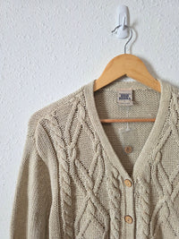 Vintage Chunky Cable Knit Cardigan (L)