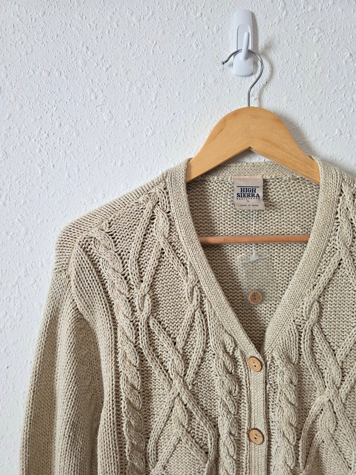 Vintage Chunky Cable Knit Cardigan (L)