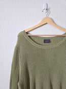 Sage Cotton Blend Knit Sweater (M/L)