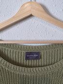 Sage Cotton Blend Knit Sweater (M/L)