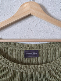 Sage Cotton Blend Knit Sweater (M/L)