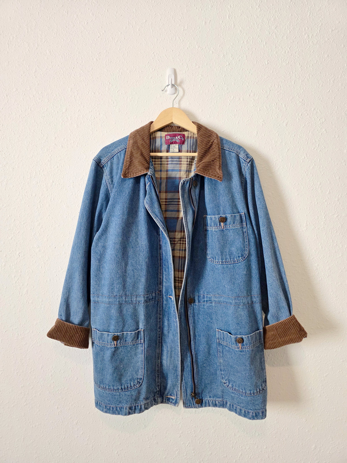 Vintage Corduroy Collar Denim Jacket (M)