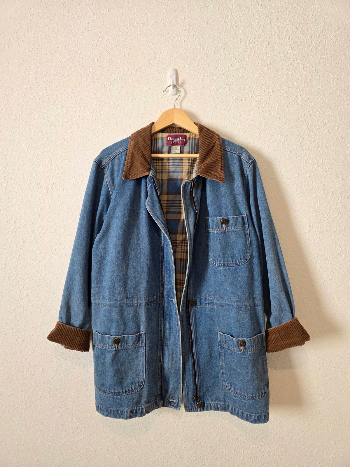 Vintage Corduroy Collar Denim Jacket (M)