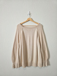 Aerie Oat Oversized Cotton Sweater (M)