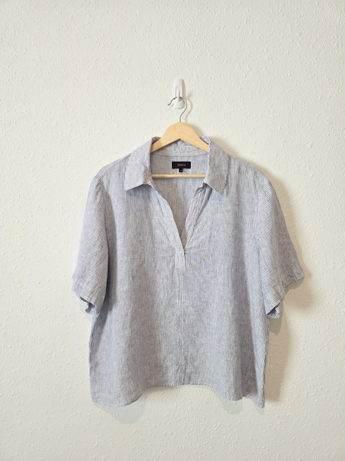 Quince Linen Striped Popover Top (L)