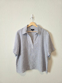 Quince Linen Striped Popover Top (L)