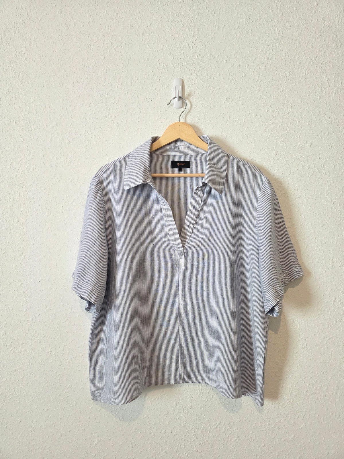 Quince Linen Striped Popover Top (L)