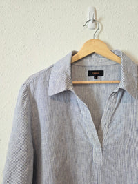 Quince Linen Striped Popover Top (L)