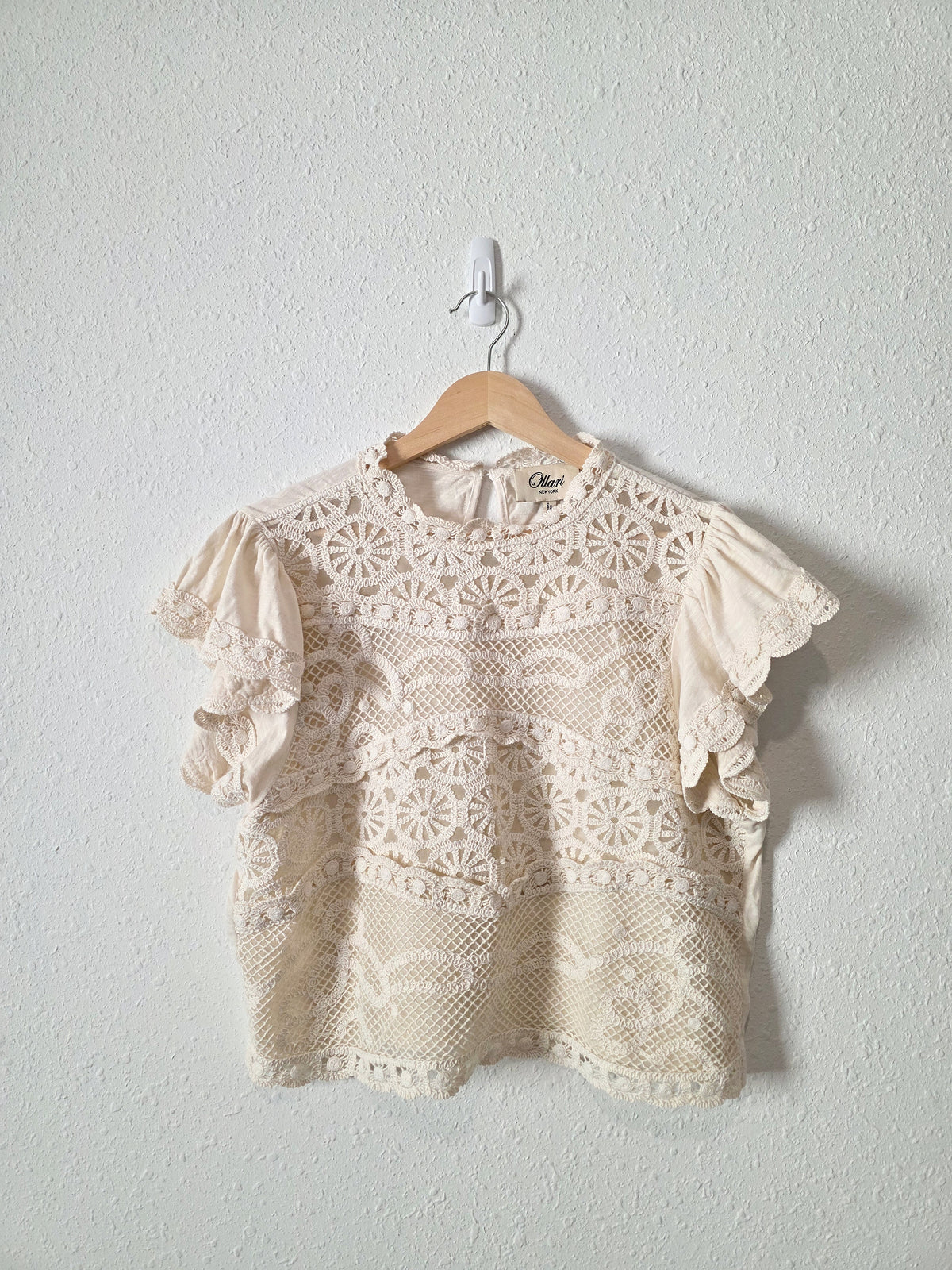 Anthropologie Crochet Embroidered Top (XL)