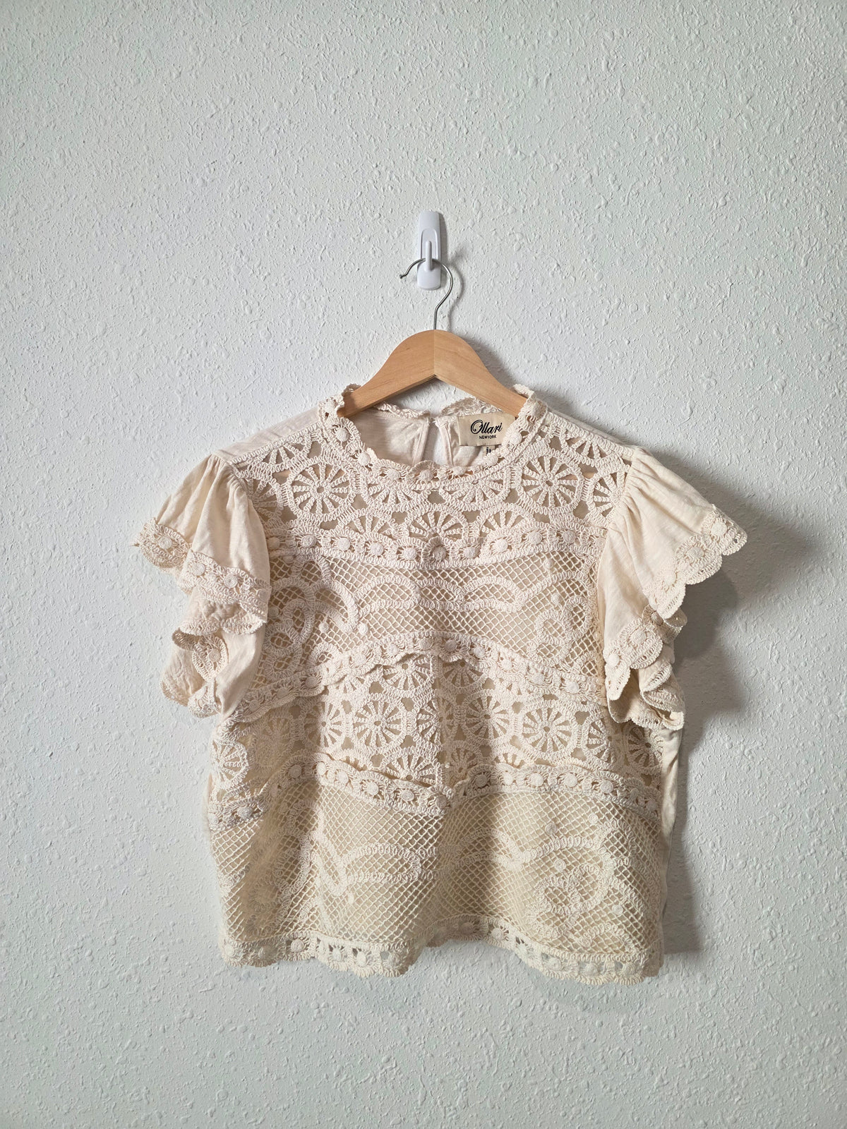 Anthropologie Crochet Embroidered Top (XL)