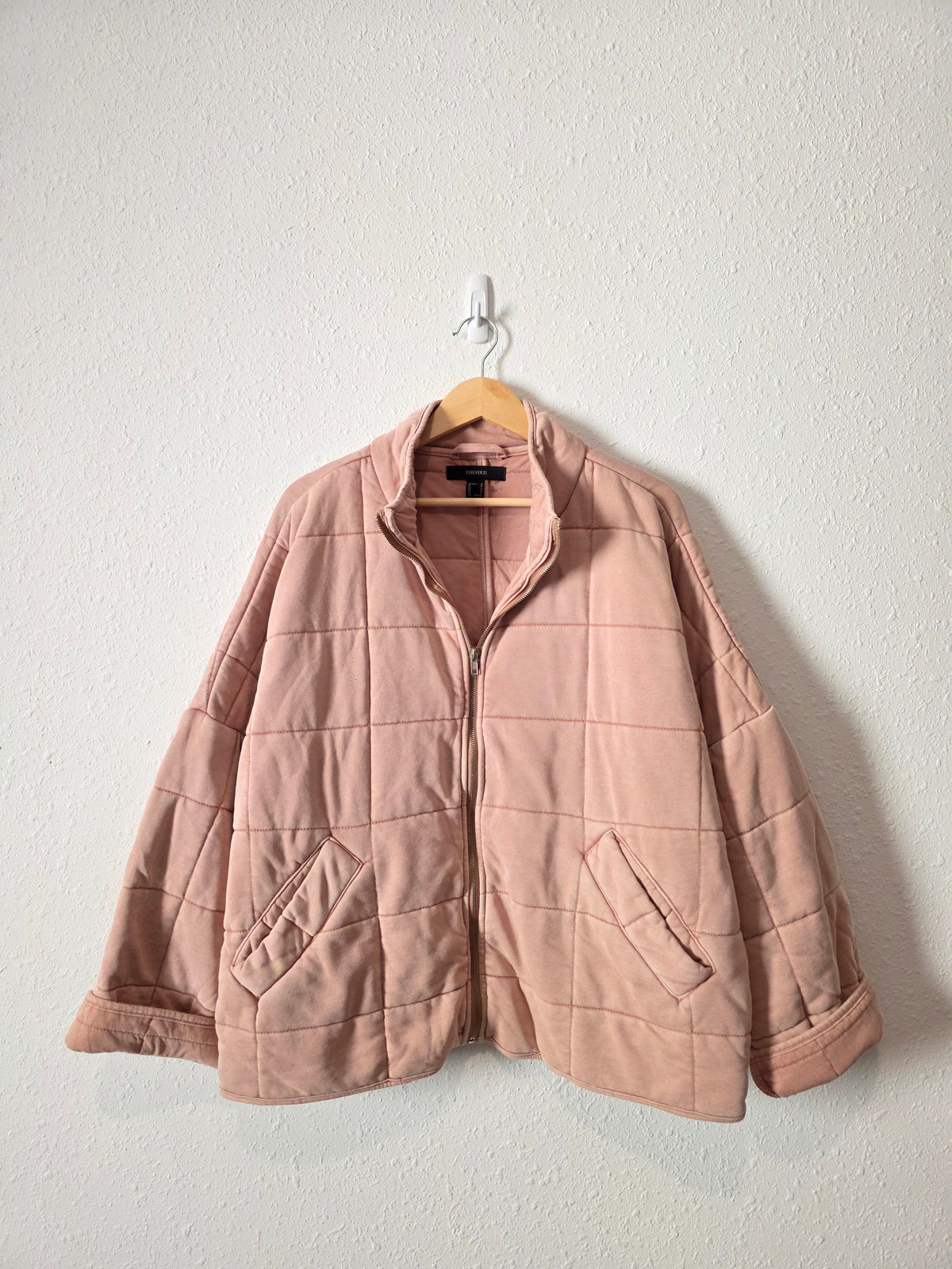 Blush Quilted Zip Up Jacket (L)