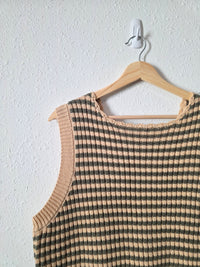 Sage Striped Sweater Tank (L)
