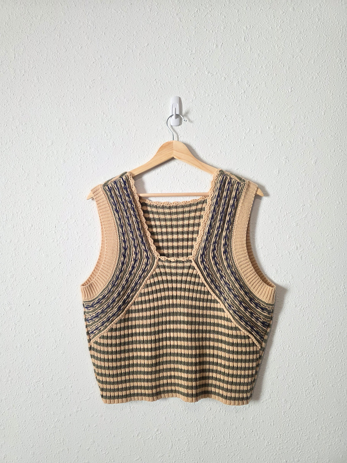 Sage Striped Sweater Tank (L)