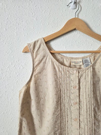 Vintage Floral Embroidered Cotton Tank (L)