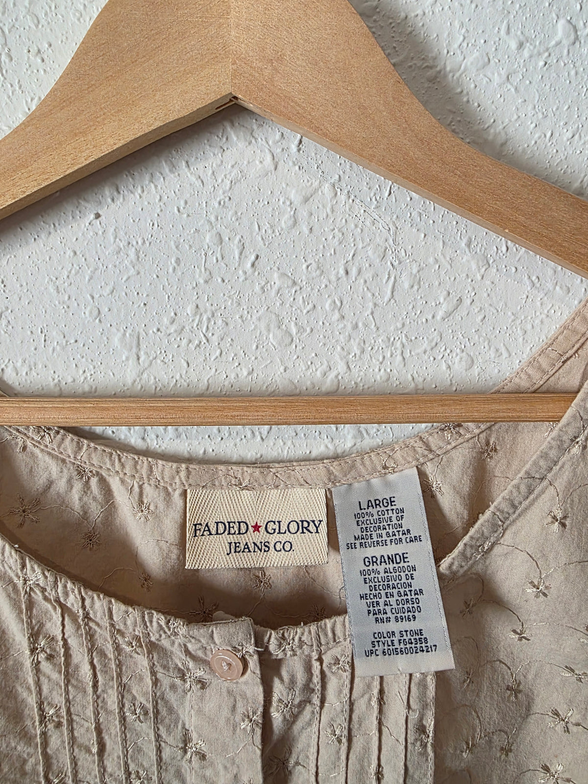 Vintage Floral Embroidered Cotton Tank (L)