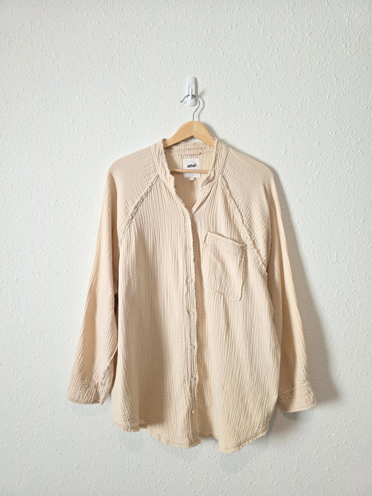 Aerie Cotton Gauze Button Up Shirt (M)