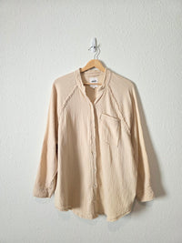 Aerie Cotton Gauze Button Up Shirt (M)