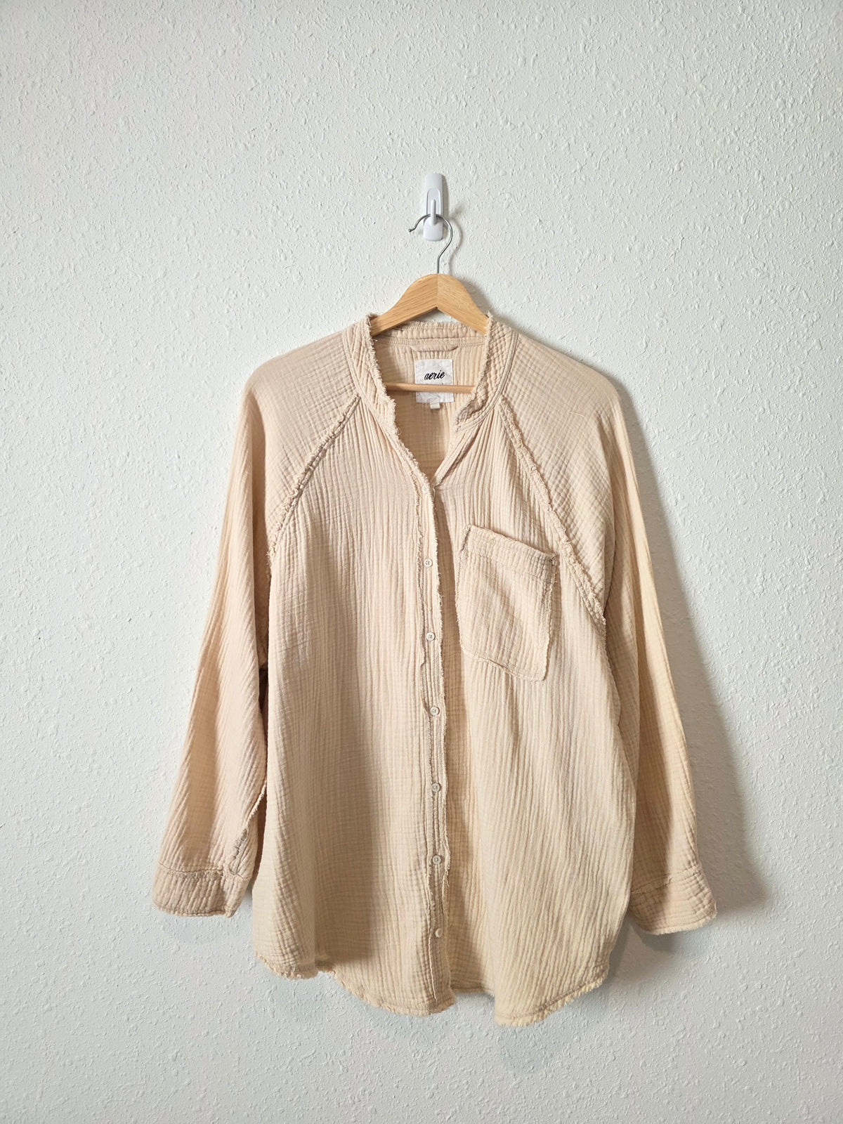 Aerie Cotton Gauze Button Up Shirt (M)