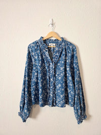 &Merci Floral Denim Snap Button Top (M)