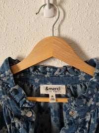 &Merci Floral Denim Snap Button Top (M)