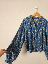 &Merci Floral Denim Snap Button Top (M)