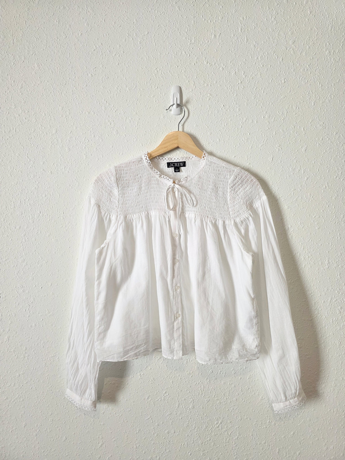 J.Crew Smocked Cotton Blouse (S)